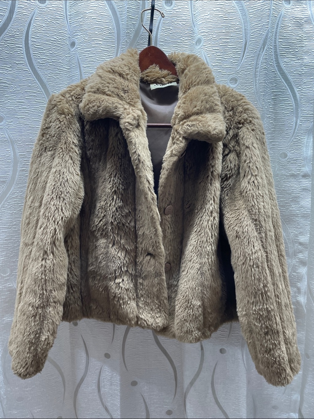 Cozy Taupe Teddy Jacket with Plush Collar